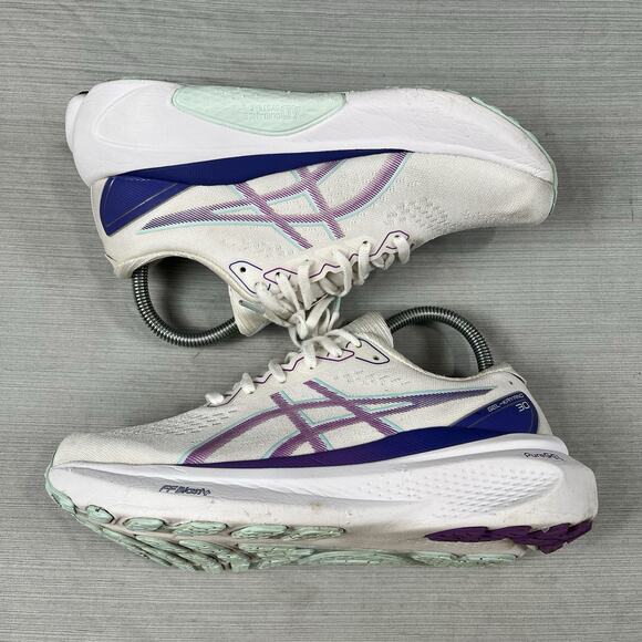 Asics Gel Kayano 30 Women's Size 7 Running Shoes White Grape Sneakers 1012B357 - Picture 1 of 7